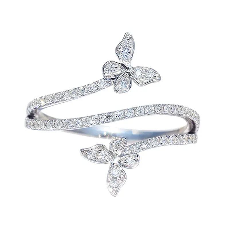 Butterfly Design Rhinestone Decorated Ring, Fashion Accessories for Women for Party, Daily Clothing Decor, Wedding Engagement Anniversary Party Jewelry Gifts