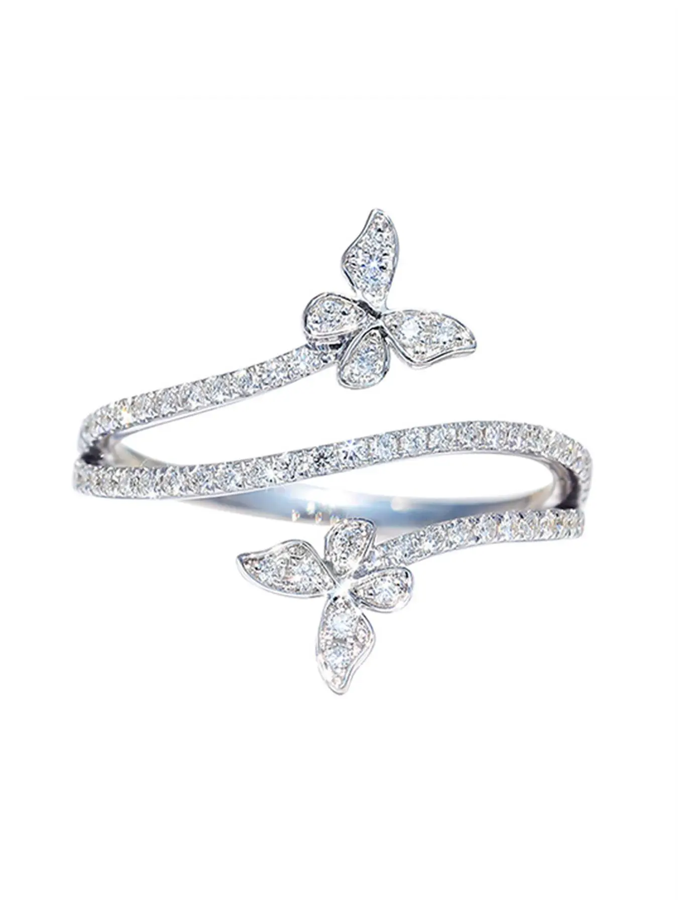 Butterfly Design Rhinestone Decorated Ring, Fashion Accessories for Women for Party, Daily Clothing Decor, Pave Engagement Ring Jewelry Gifts