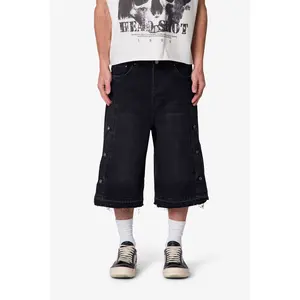 mnml Ultra Baggy Offset Button Denim Shorts