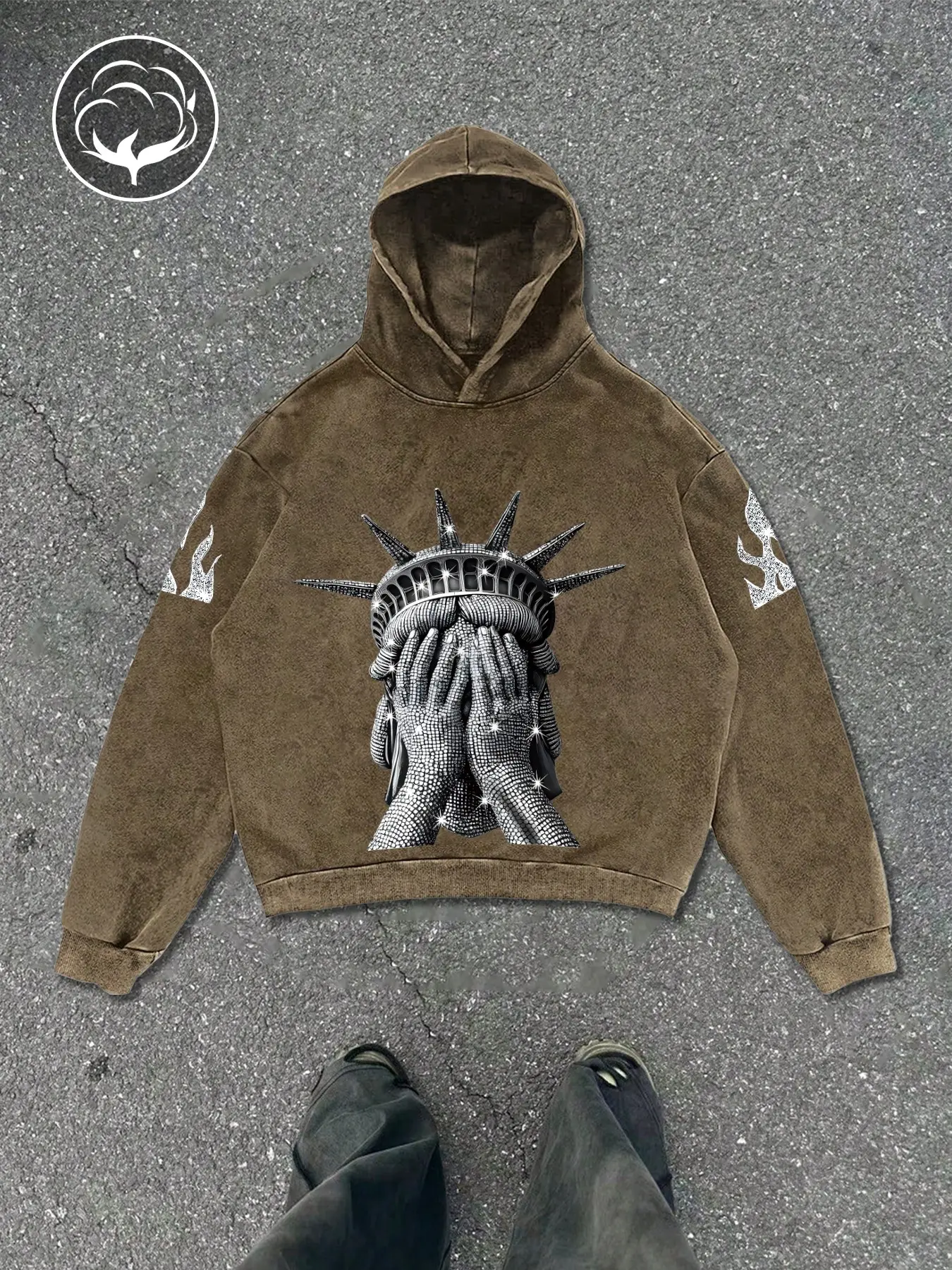 Edgy Pop-Culture Graphic Hoodie | Casual Cozy Sweatshirt | Bold Statue of Liberty Design & Loose-Fit Silhouette | Casual Streetwear for Urban Walks, Casual Hangouts & Cool Weather Outfits