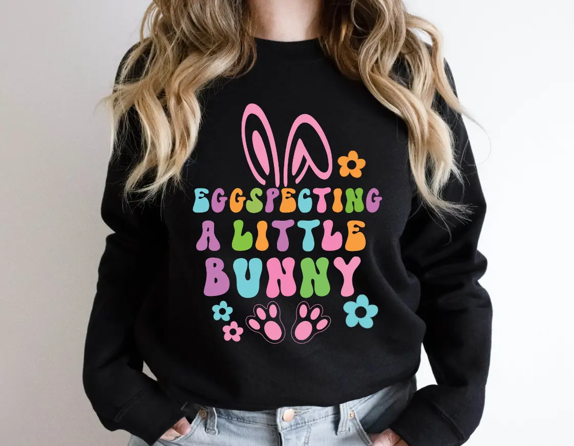Eggspecting A Little Bunny Sweatshirt, Pregnancy Announcement T-shirt, Easter Maternity Sweatshirt, Pregnant Mom Sweatshirt, Easter Baby Shower T-shirt