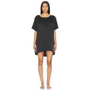 LUNYA Washable Silk Oversized Sleep Tee in Immersed Black