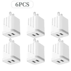 Portable Dual-Port USB-A Wall Charger, Dual-Port Cube Power Adapter, Dual-Port Wall Fast Charger, 5V, 2.1A，Compatible for iPhone 17/16/15/14/13/12/11, Cable Not Included