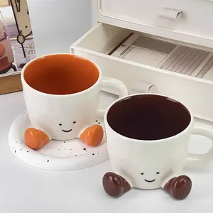 Cute Ceramic Foot Cup, Underglaze Colorful Design, Super Adorable Coffee Mug, Cartoon Water Cup, Perfect Gift Idea, Ceramic Printed Drinkware