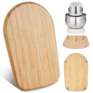 VEVOR Mixer Slider, Oval 14.5x 9.4-inch, Appliance Slider Compatible with Tilt Head 4.5-5 Qt Stand Mixer, PTFE Feet, Kitchen Countertop Storage Mover Sliding Tray, Natural Wood