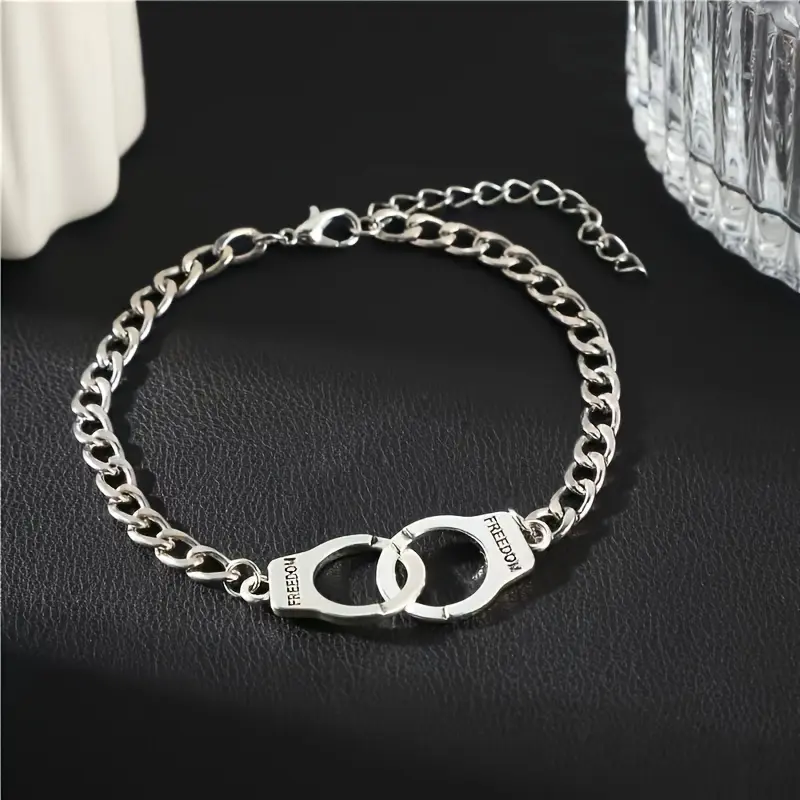 Exquisite Bracelet with Toggle Clasp, Minimalist Bar Cuff for Teenagers, Modern Fashion Statement Accessory, Handcuff Design, Alloy, Casual, Engraved, Bangle, Creative Engraved, Handcuff Look, Daily, Steel Color, Personalized Creative Engraved