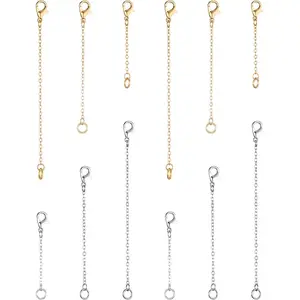 12-18Pcs Ankle Bracelets Extenders-Extension for Womens Jewelry(1 2 3 Inch),with Lobster Clasp and O-Clasp from Gold Silver Rose Gold
