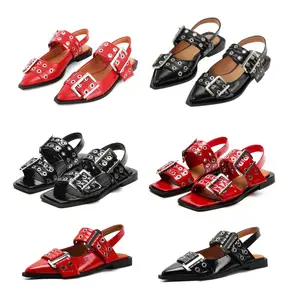 Clearance Sale Women Slingback Flat Pumps Ballerina Shoes Pointed Toe Buckle Shoes Wide Welt Buckle Comfortable Casual Dress Slip-on Shoes Footwear Girl Elegant Wide Feet Sandals Spring Summer Autumn metallic strap