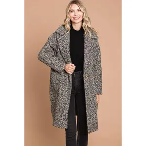 Culture Code Full Size Lapel Collar Double Breast Teddy Coat