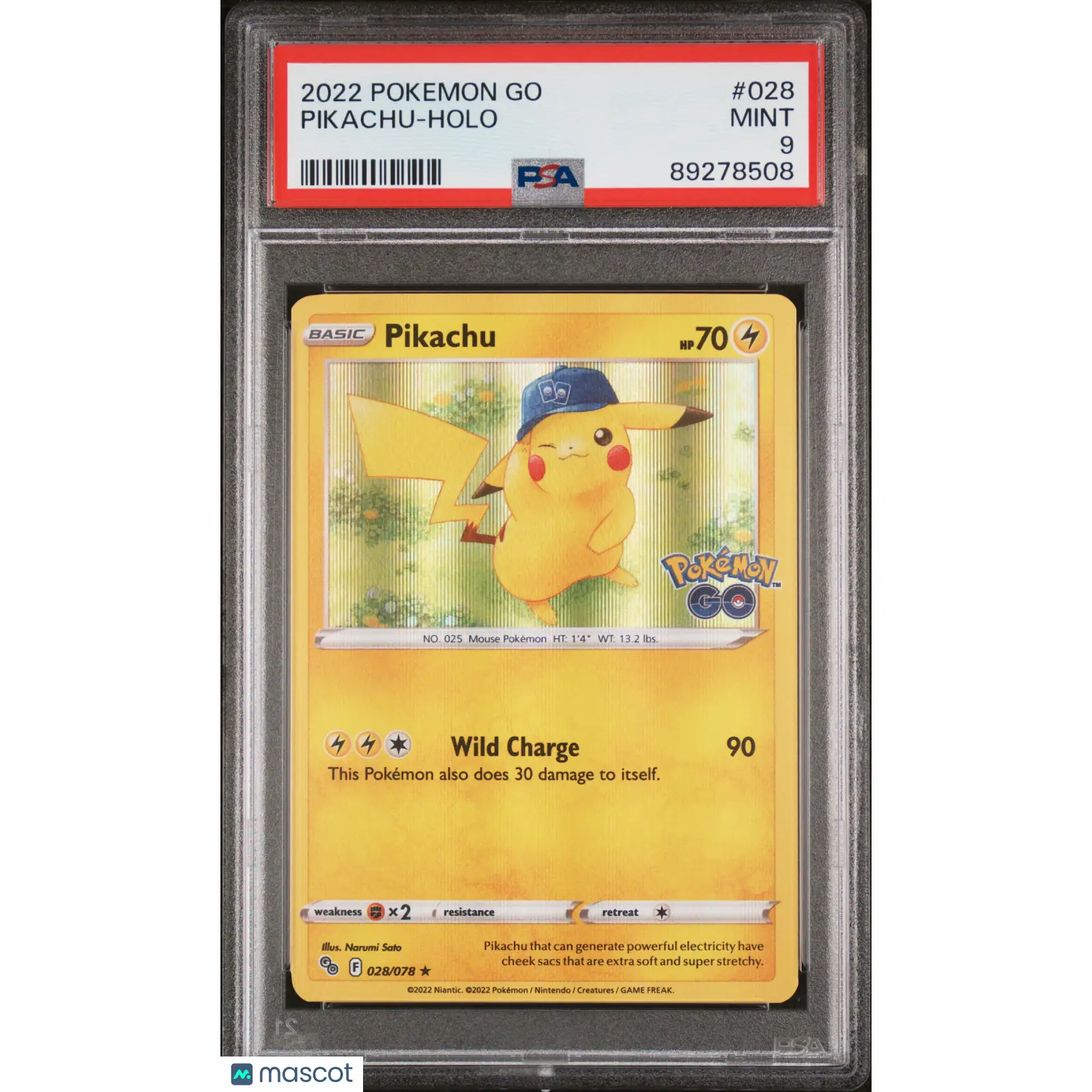 PSA 2022 Pokémon GO TCG Pikachu #028 9 Graded Card