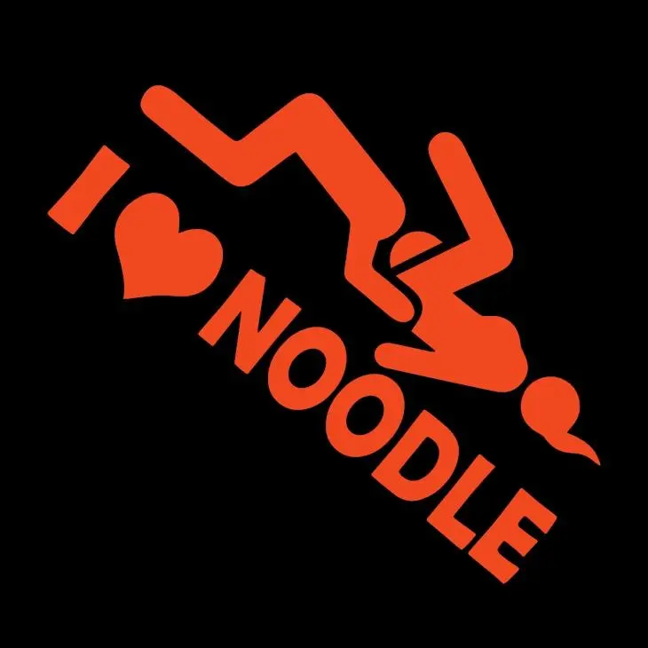I Love Noodle Chicks JDM Asian Vinyl Decal Sticker UV & Waterproof Bumper Window Laptop Automotive Water Bottle Gift accessories – ORANGE 7"