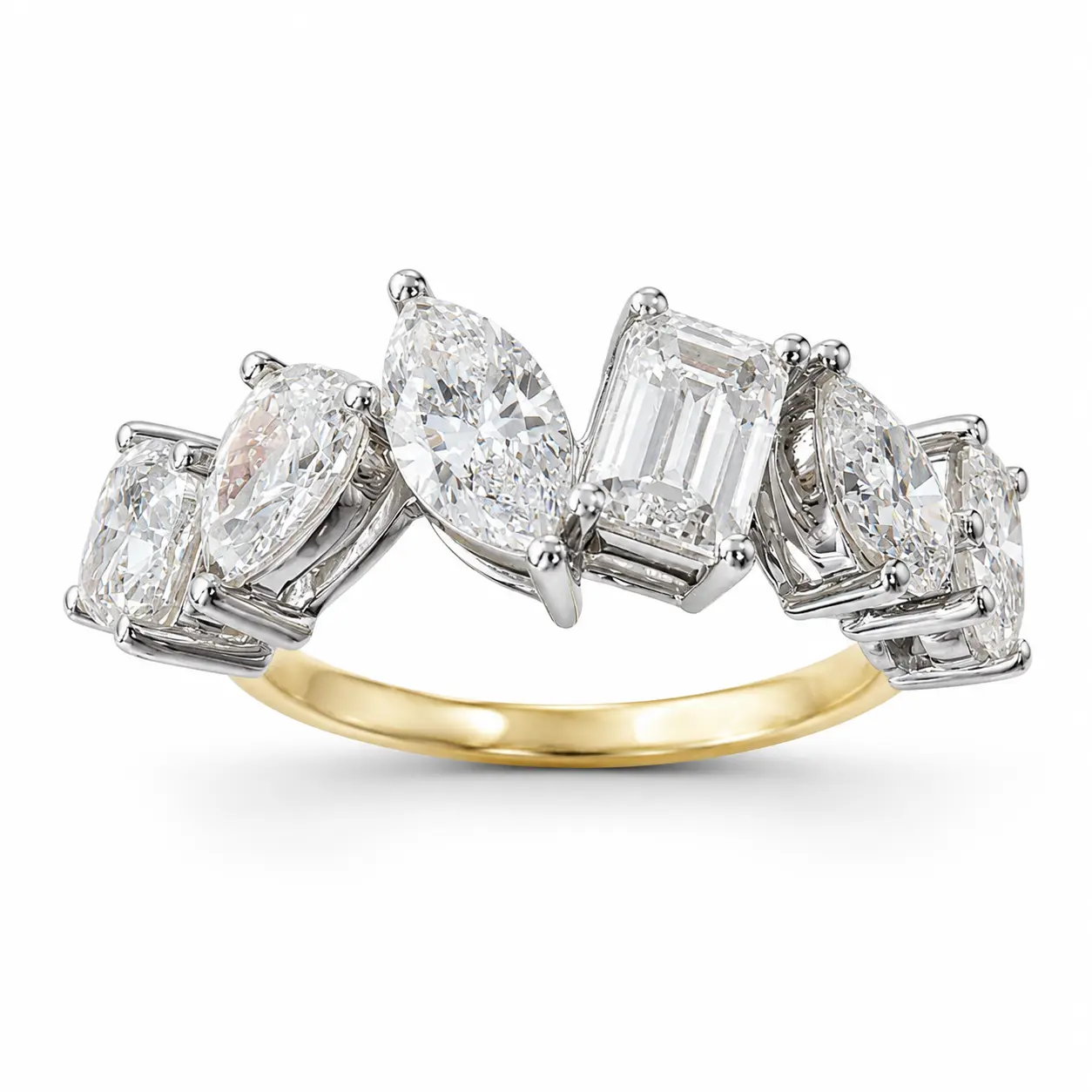 The Two-Tone — Marquise Oval Emerald Diamond Ring