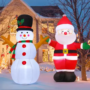 GOOSH 5 FT Christmas Inflatables Santa Claus Outdoor Decorations Blow Up Yard Standing Santa with Built-in LEDs for Holiday Party Xmas Yard Garden Lawn Decor  Ornaments