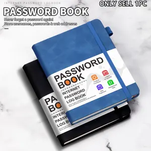 A password safekeeping book with lettered labels, senior friendly hard cover password organizer, internet login and website address record book, pocket hardcover journal with bookmark strips and thick paper
