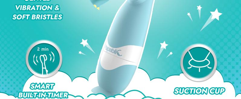 Papablic (Debby) Toddler Sonic Toothbrush 1-3Y with Smart LED Timer & Dino Cover, 2 Brush Heads, Lightweight Oral Hygiene for Kids, Dental Cleaner Tools, Fast Selling