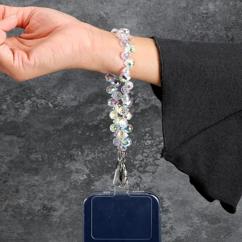 Women's Sparkling Beaded Smartphone Wrist Strap - 1 Durable Smooth Plastic Accessory, Easy-Install Purse Charm & Keychain for Mobile Phone Accessories for Women