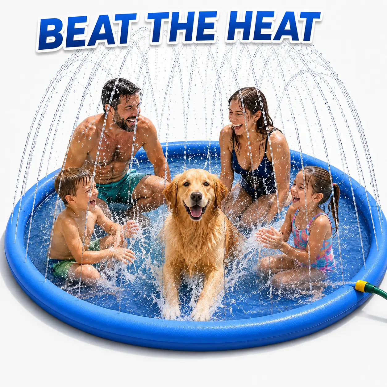 67/80 Inch Dog Splash Pad for Large Dogs, Reinforced Edge, 0.58mm Thick PVC, Adjustable Spray, Garden Hose Compatible, Outdoor Backyard Water Play Mat sohochic