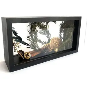 10 Inch Dual-Sided Transparent Display Box, Wooden Frame Acrylic Panel, DIY Craft Gift, Home Decor, No Interior Included, 4cm Depth