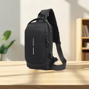 Men's Security Chest Bag with Anti-Theft Password Lock - Designed for Active Lifestyles, Including Motorcycling, Running, and International Travel, with Sweat-Resistant Back and Quick-Access Compartment
