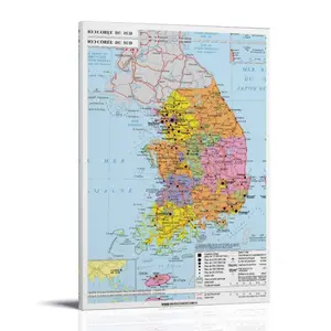Map-of Korea Poster Posters Music Album Cover Posters Canvas Wall Art High-Resolution Vintage Band & Artist Prints for Room