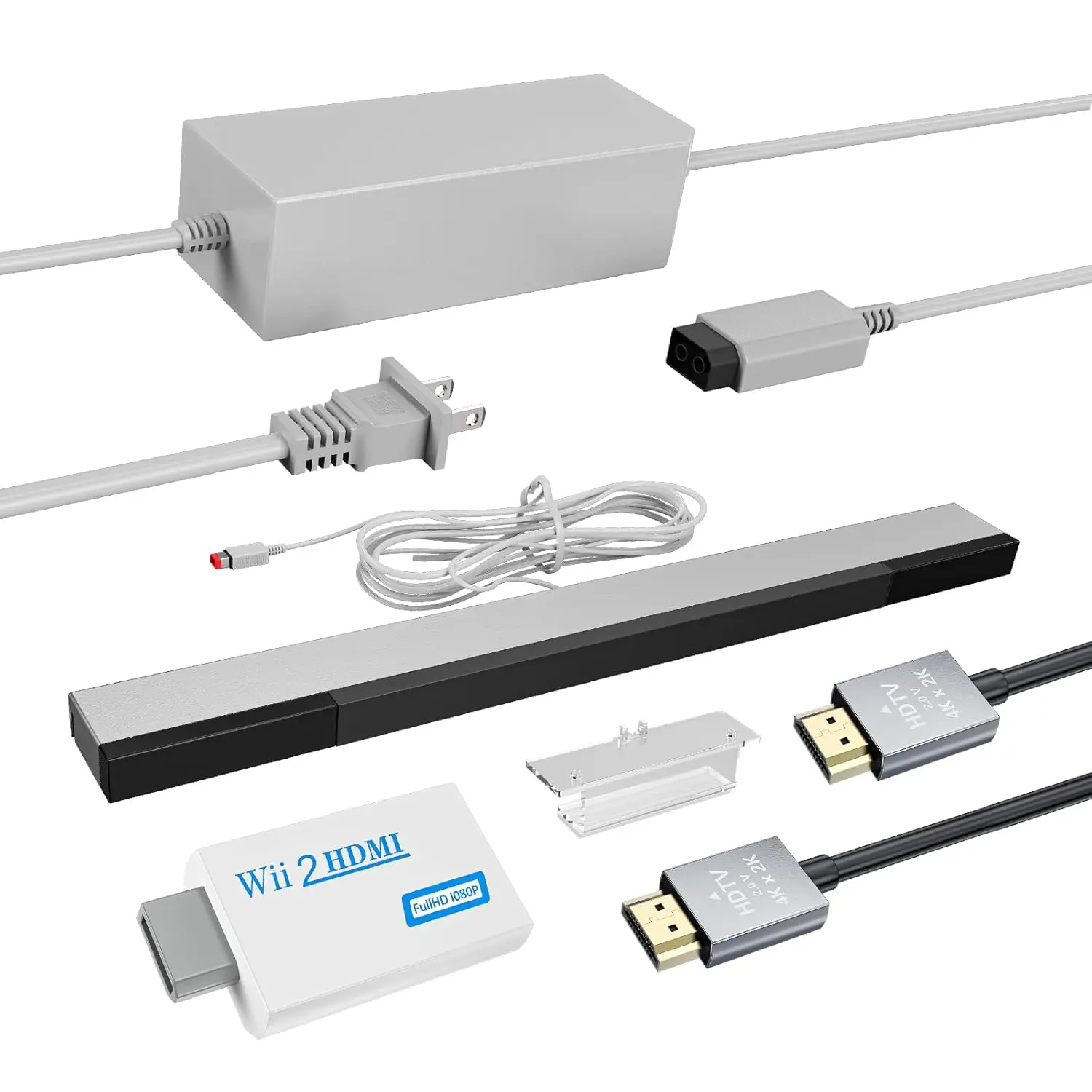 4 in 1 Wii Sensor Bar - Wii HDMI Adapter, HDMI Converter, Wii Power Cord AC Adapter, 4.92FT High Speed HDMI Cable Compatible with  Wii Accessories