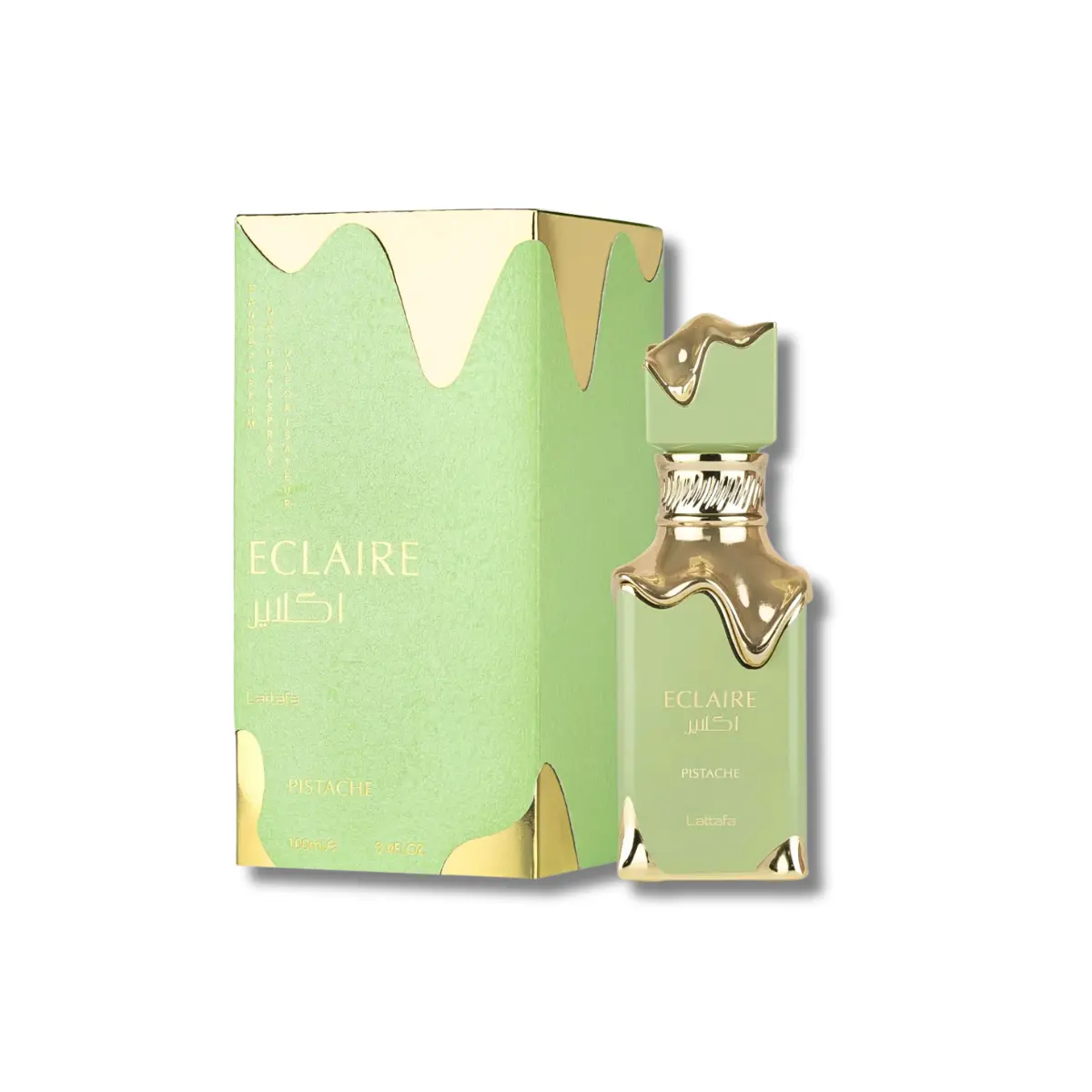 Lattafa Eclaire Pistache Unisex Gourmand Eau de Parfum Spray (EDP Sprays) - 3.4 FL OZ Single Item, with Creamy Pistachio, Coconut, Vanilla Notes & Coconut Vanilla Scent, Vanilla Perfume, Pistachio Cream