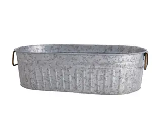 BH28-056-099-21 Oval Galvanized Tub, 20.27" L x 11.22" W x 5.7" H Steel Bath