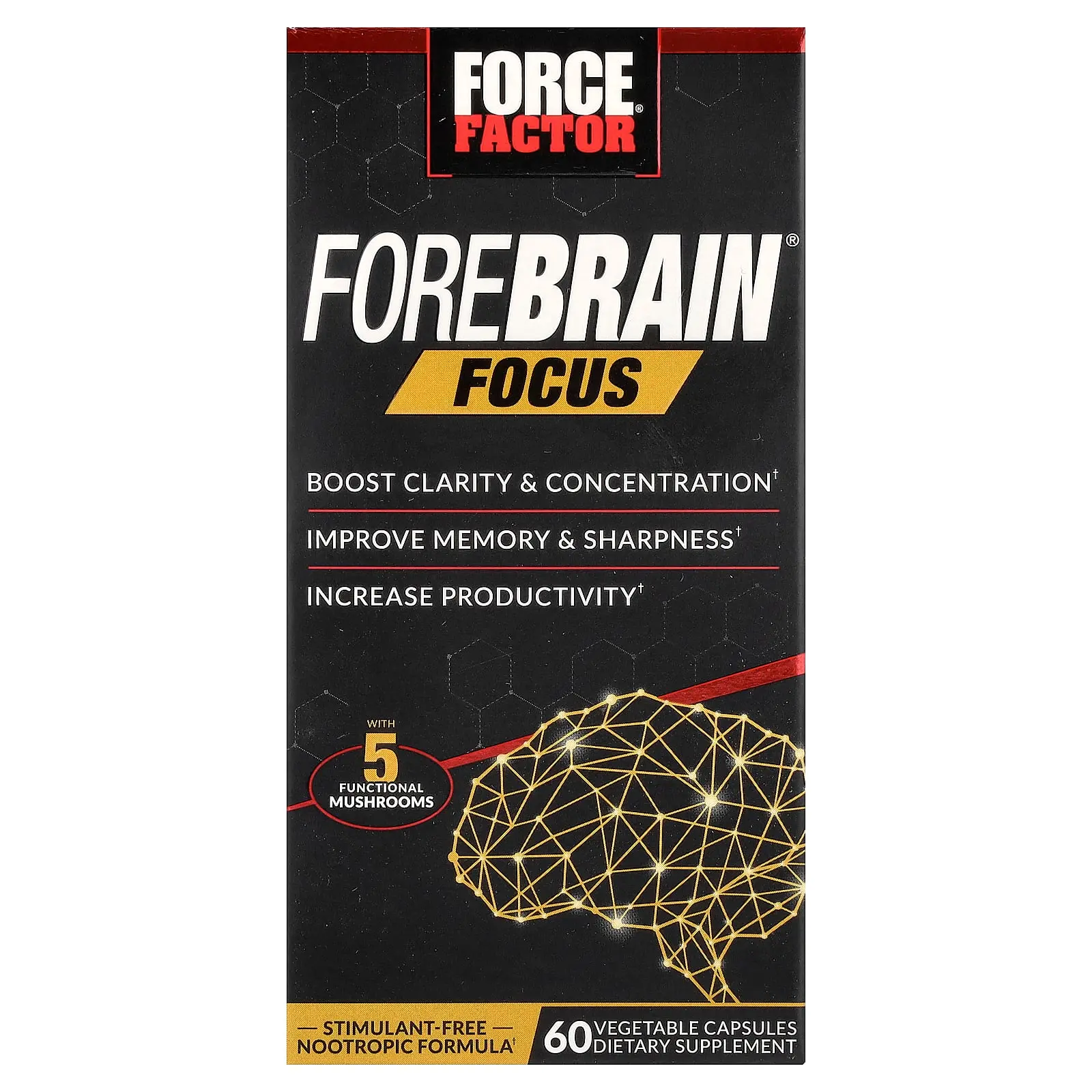 Force Factor Forebrain® Focus, 60 Vegetable Capsules
