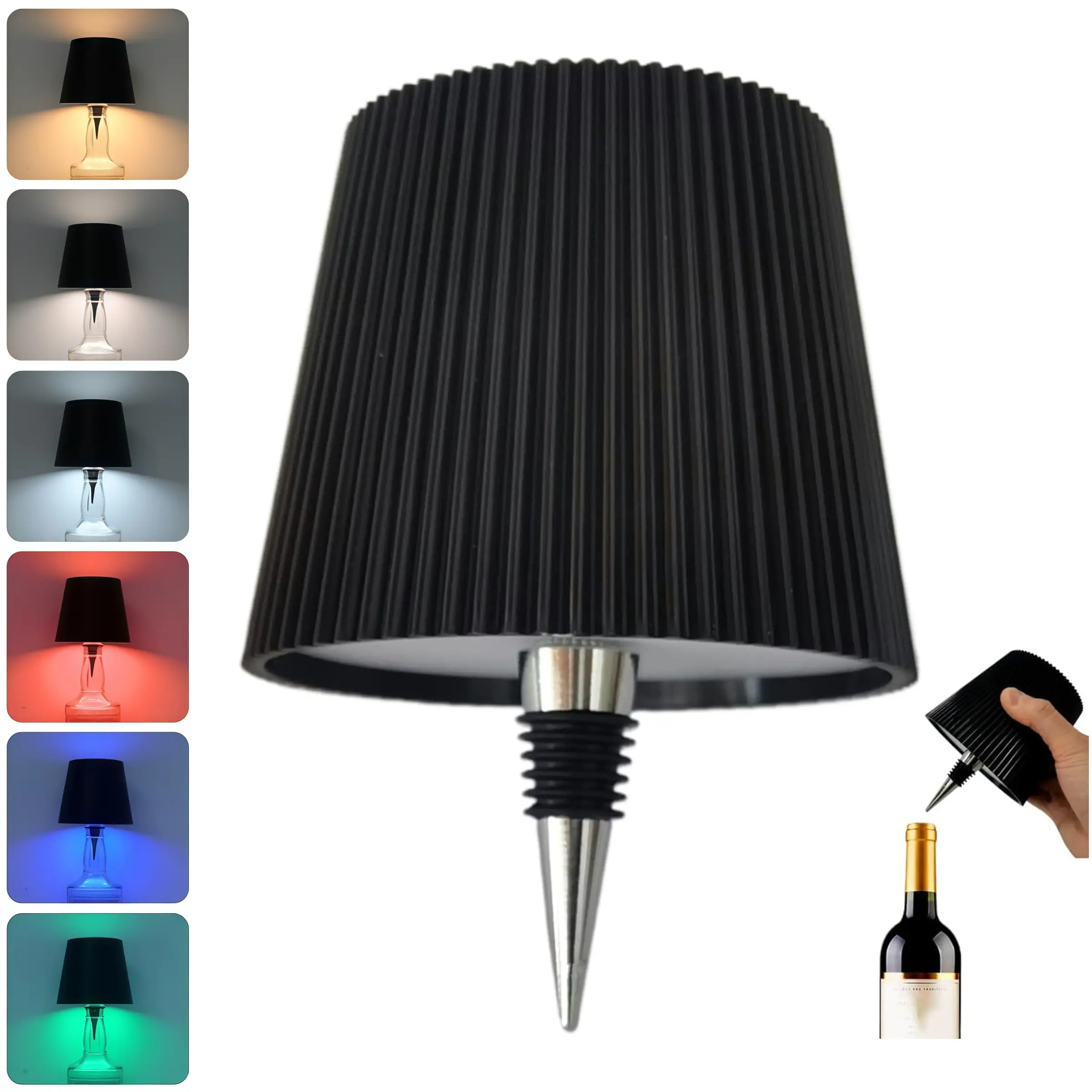Rechargeable Bottle Lamp - RGB Multicolor LED Light with USB Port, ABS, Metal, Energy-Efficient Cells, Touch Dimmable, Adjustable, Portable for Whiskey & Wine Bottles, Home & Bar Festive Decor