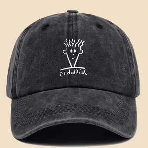 1PC Men's Fido Dido Graphic Print Baseball Cap Casual Matching Street Fashion Black Papa Trucker Hat Breathable Comfortable Solid Color Simple Retro Artistic Dad Hat Adjustable Size Unisex Youth Couple Casual Skateboard Hat Urban Boy Style Adjustable Size