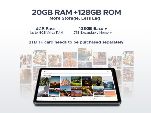 Tab A9 Pro 10" Tablet, Android 16, 20GB RAM, 128GB+2TB, 6580mAh Battery, 5G WiFi, HD Display, Dual Speakers, Face Unlock