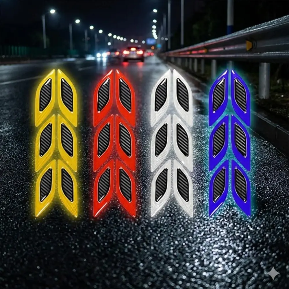 6-Pack High-Visibility Reflective Safety Strips, Waterproof Durable Car Warning Tape for Enhanced Night Driving Visibility on Automotive Vehicles SUV Cars Hood Doors Fenders Road Safety Accessories