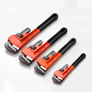 4 Pack Heavy Duty Pipe Wrench Set, 8'' 10'' 12'' and 14'' Adjustable Jaw Plumbing Wrench, Heat-Treated Chromium Vanadium Steel Pipe Tools with Anti-Vibration Grip for Industrial/Domestic Pipe Repair