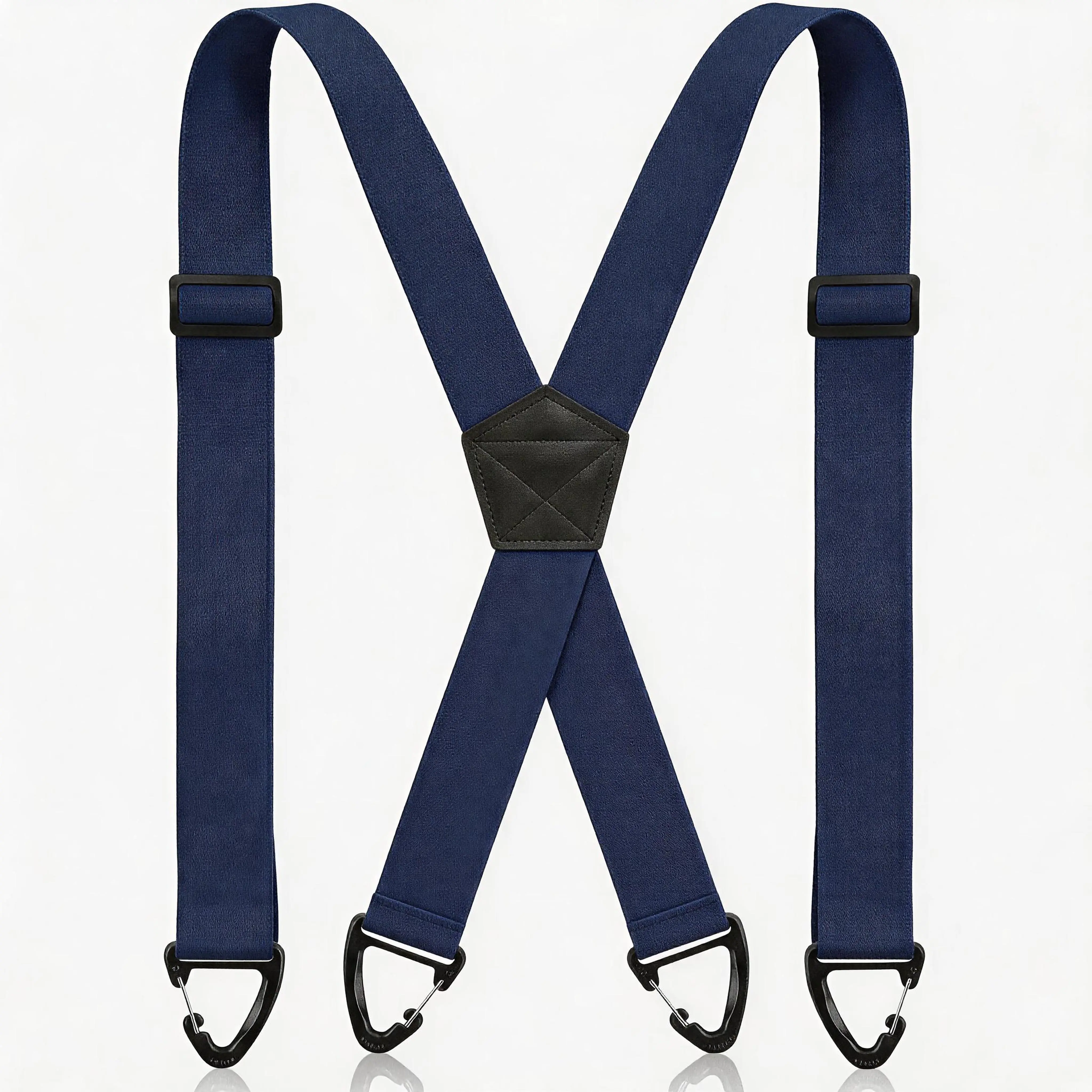 Hidden Suspenders for Men Under Clothing X Back Heavy Duty 1.5 Inch Elastic Straps with Belt Loop Hooks Airport Friendly Black