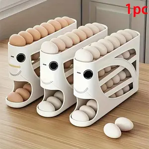 3 Layer Egg Storage Box, 1 Box Large Capacity Egg Holder, Automatic Rolling Egg Holder, Kitchen Storage Organizer for Refrigerator, Stackable Fridge Organizer