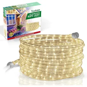 LED Rope Light Warm-White 24 Feet (7.3 m) for Indoor and Outdoor use 10MM Diameter 144 LED Long Life Bulbs Decorative Rope Tube Lights