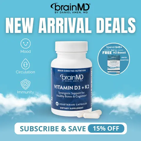 Vitamin D3 + K2 | BrainMD | 60 Capsules | Bone & Cardiovascular Health Support | Immune, Mood & Cognitive Support | Vitamin D3 with Vitamin K2 (MK-7)