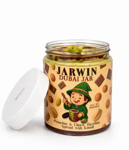 JARWIN Dubai Jar 10oz Premium Pistachio Cream with Kunafa & Chocolate Hazelnut Layers | Handmade Luxury Dessert Jar | Middle Eastern Inspired Gourmet Spread | Perfect Gift, Premium Pistachio Hazelnut Indulgence