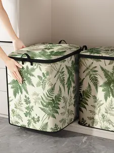 Leaf Print Storage Bag, Durable Quilt Storage Bag with Handle, Travel Clothes Organizer for Home Bedroom Living Room Dormitory