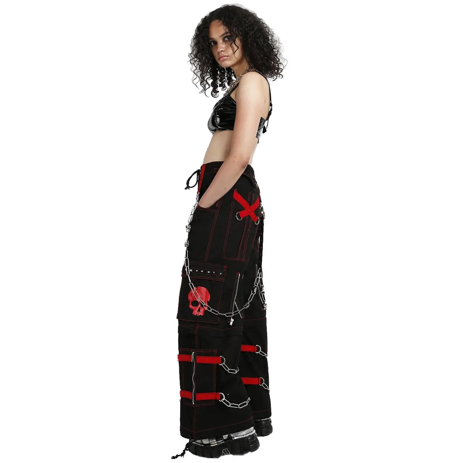 Tripp NYC Skull Bondage Pants [BLACK/RED] - TikTok Shop