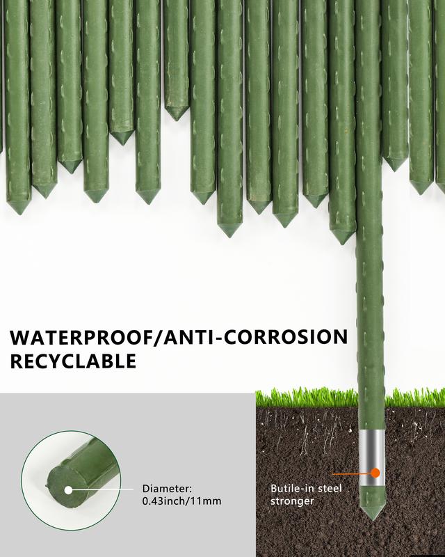 4ft Plastic Coated Steel Stakes – Garden Plant Supports for Tomatoes & Climbing Plants (25pcs)