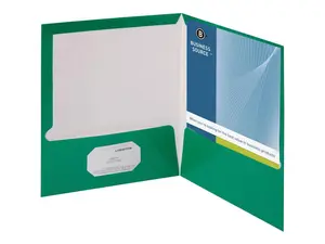 Business Source Two-Pocket Folders with Business Card Holder