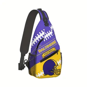 Large Crossbody Backpack with Baltimore Football Print - Durable Machine-Washable Multifunctional Chest Pack, Multiple Compartments & Padded Straps for Travel Hiking Cycl