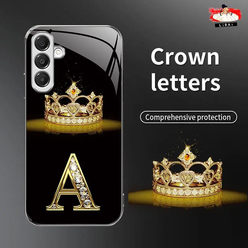 Suitable for [Galaxy A16] New high-end crown letter electroplated glass mobile phone case new business simple explosion-proof mobile phone case affordable anti-fall anti-fingerprint 995