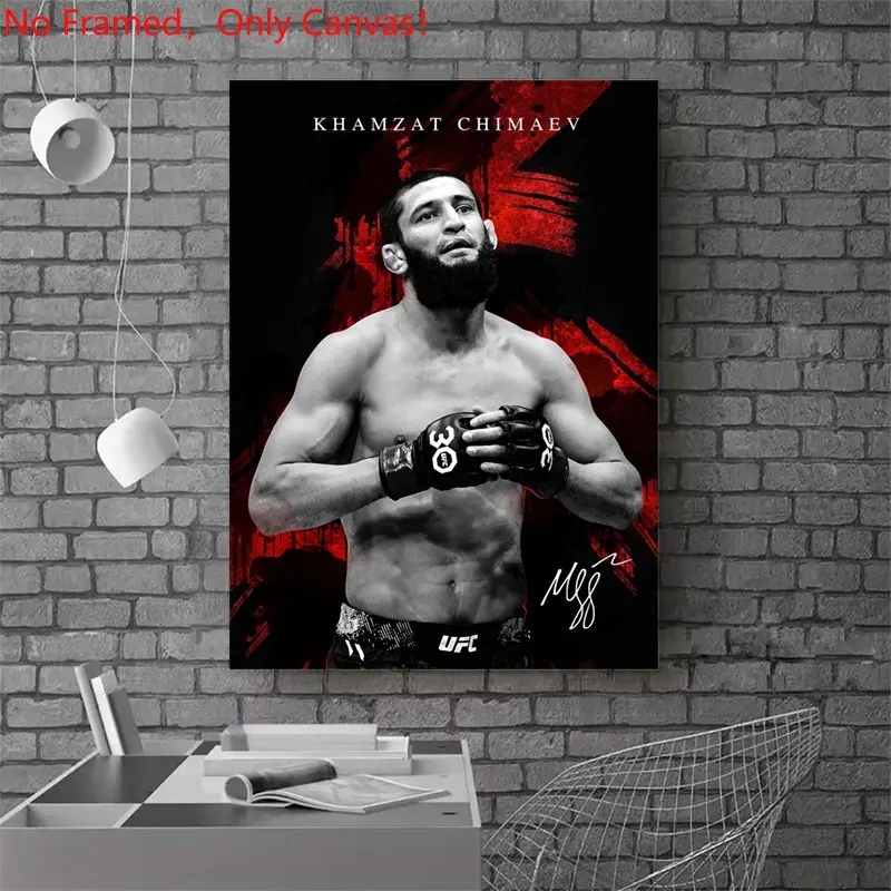 1 piece/set frameless canvas painting print poster, Classic realistic Boxing Sports star art，Khamzat Chimaev Fighter， a perfect gift for mixed martial arts loves, ideal gift for bedroom, living room, dorm hallway, kitchen,s mural, wall decoration