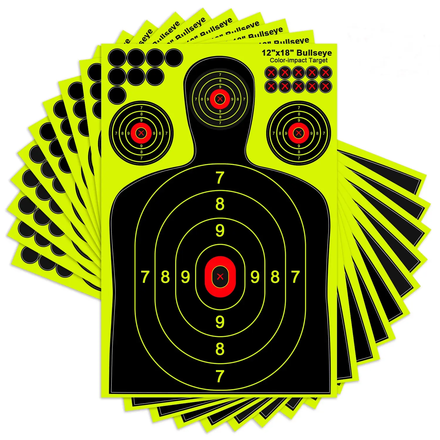 12x18 Inch Self Adhesive Human Silhouette Shooting Target Paper for Firearms Practice - Includes Splatter Impact Targets and Masking Patches