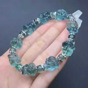 10mm Fluorite Nine Tailed Fox Single Loop Bracelet Gift Souvenir Love Birthday Gift Fashion Classic Wearing Accessories
