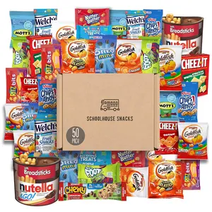 Snacks for Kids (50 Count) |   Snack Box for Kids with American Cracker and Cookie Assortment |   Perfect Kids School Snacks, Variety Snack Box