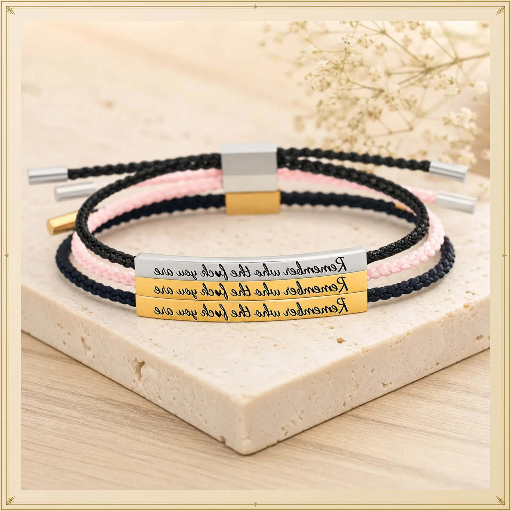 1/2/3 PCS Inspire Bracelet Remember who the Fvck you are - Elegant Design with Unique Patterns Premium Artistic Engraving Stainless Steel Adjustable Bracelet