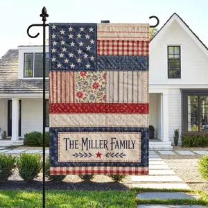 Custom Family Name Vintage Style 250th Anniversary Flag Decor, USA 250th Anniversary Garden Flag, Personalized Patriotic 2026 Outdoor Yard (Pole, Hooks, Or Fasteners Are Not Included)